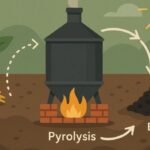 the process of turning agricultural waste into biochar and clean energy through pyrolysis
