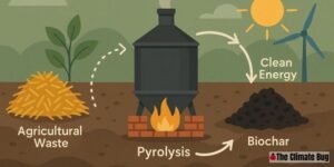 the process of turning agricultural waste into biochar and clean energy through pyrolysis